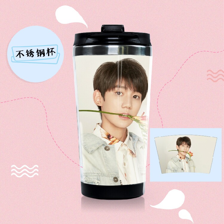 特价tfboys四周年_王源 tfboys 四周年写真 杯子同款水杯不锈钢双层