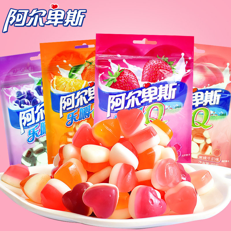 一折阿尔卑斯软糖_阿尔卑斯乐嚼q果汁软糖60g水果味qq糖橡皮糖儿童
