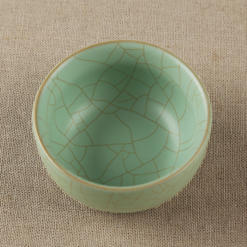 汝窑陶瓷茶杯 大号水杯个人杯开片主人杯包邮功夫茶具品茗杯100ml