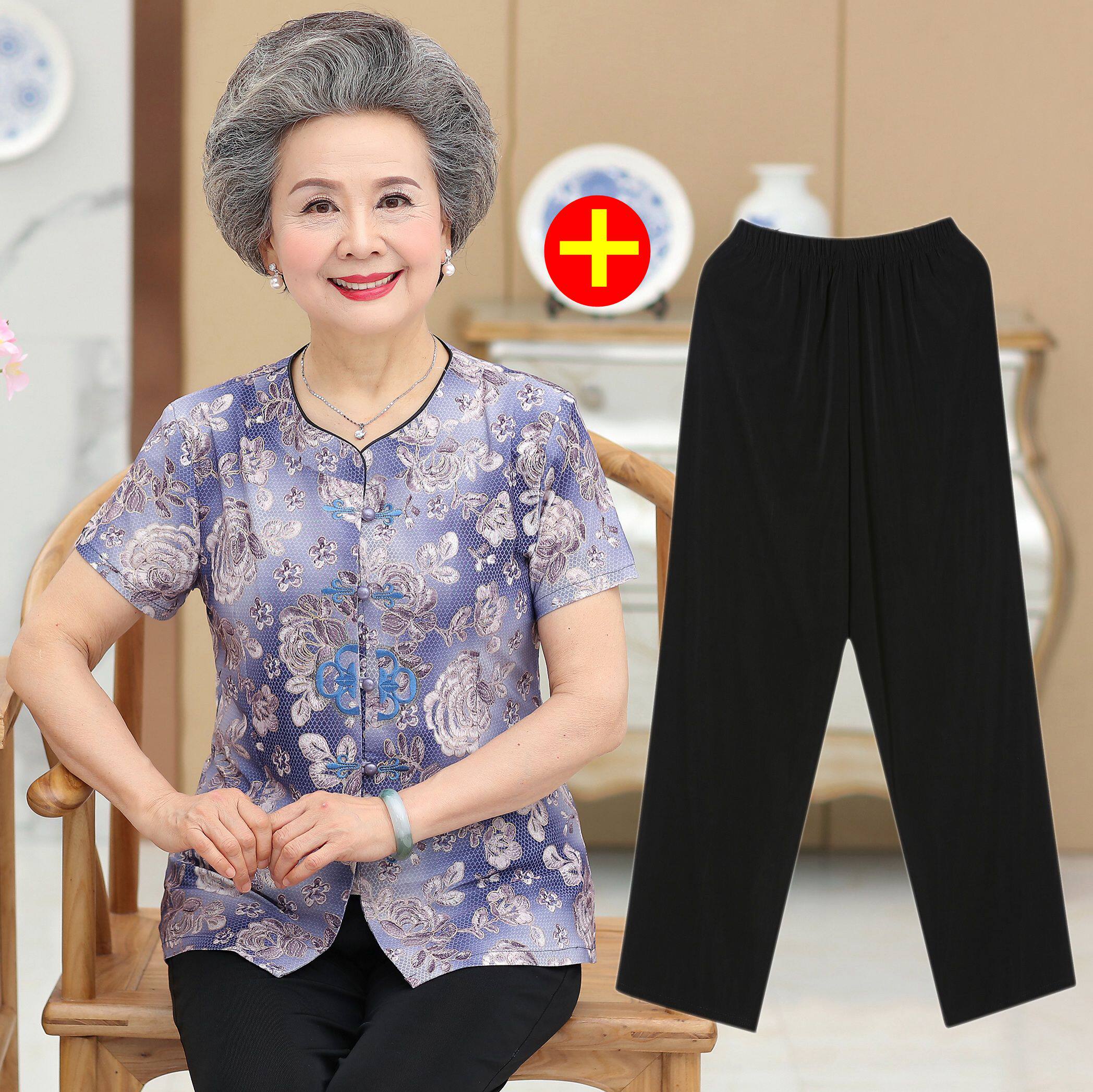 老年人夏装套装女奶奶装夏装60-70岁老年人衣服老太太夏季衣服80