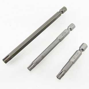 1/4带中孔梅花型六角风批咀头50/75/100长旋具螺丝刀头t7-t40