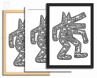 戴鳄鱼面具的狗 keith haring 凯斯哈林 波普艺术装饰画简约时尚
