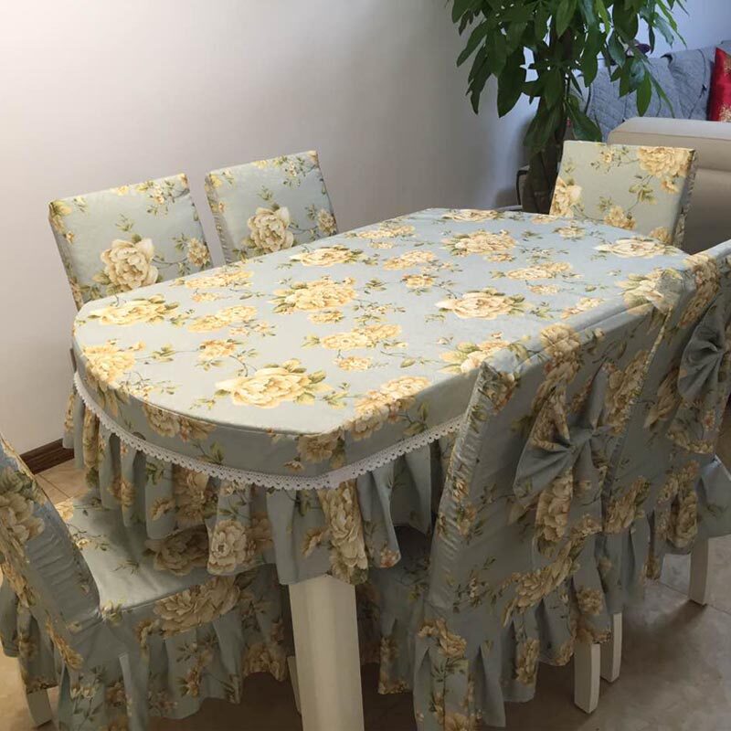 回馈田园高档餐桌椅套套装布艺椅子套家用椅垫连体餐座椅套蝴蝶结