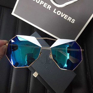 正品潮牌super lovers太阳眼镜16ss男女多边形双色墨镜明星款眼镜