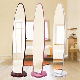 穿衣镜试衣镜服装店立体镜子椭圆储物白色粉色红木色欧式旋转镜