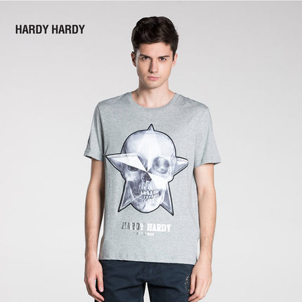 hardy hardy男式圆领t恤 个性立体骷髅休闲短袖t恤hh17submssu278_7折