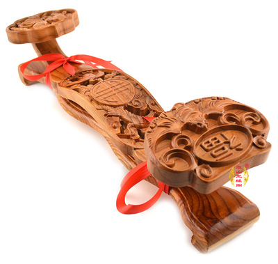 正宗桃木如意摆件福禄寿桃木横式如意工艺品摆件肥城木雕客厅礼品