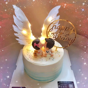 情人节520生日天使之翼羽毛翅膀蛋糕装饰插件摆件插牌抖音甜品台