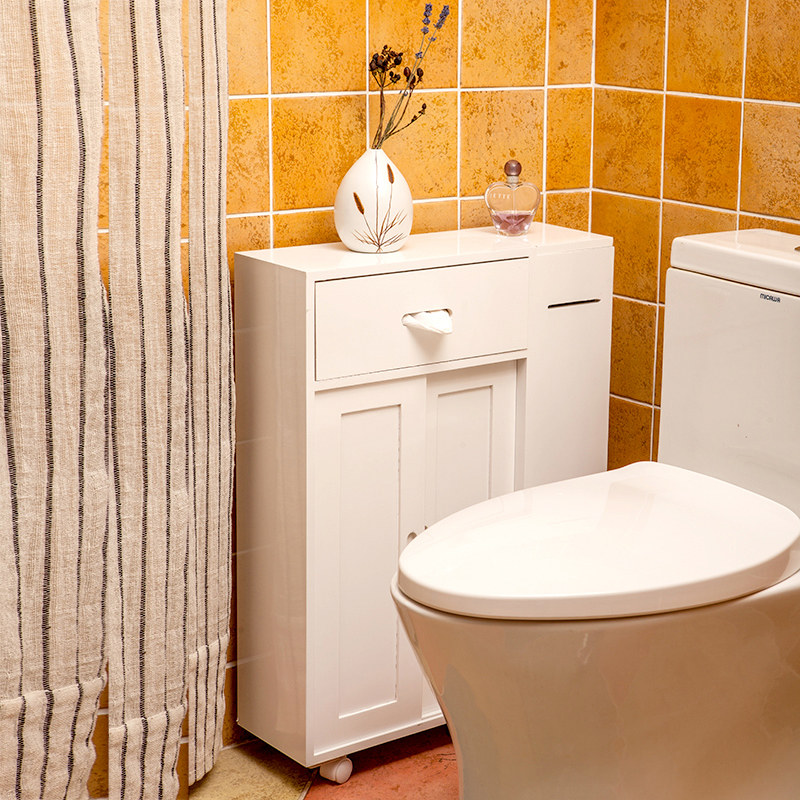 马桶边柜侧柜浴室卫生间边角柜收纳柜防水置物架白色厕所柜子落地