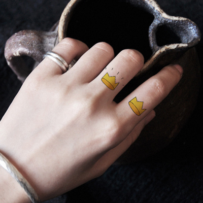 皇冠 清新童趣玩味纹身贴 可爱童真防水小贴纸 手指个性刺青贴