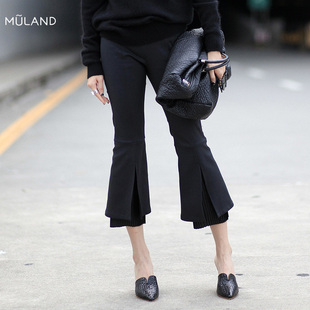 MULAND原创设计师女装2015秋冬黑色紧身修