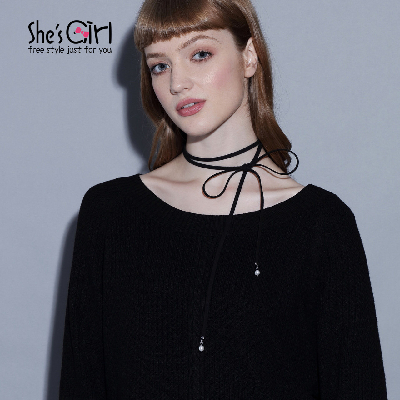 shes girl茜子首饰 天鹅颈系带蝴蝶结项链