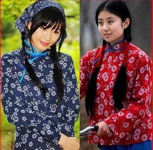 民族舞蹈服装演出服 阿庆嫂村姑秧歌舞台表演装 采茶女丫环古装戏