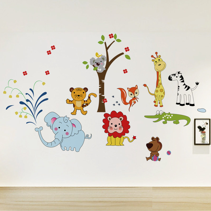 房间装饰品 墙面装饰 床头_卡通动物墙贴纸儿童房间墙面床头墙上装饰