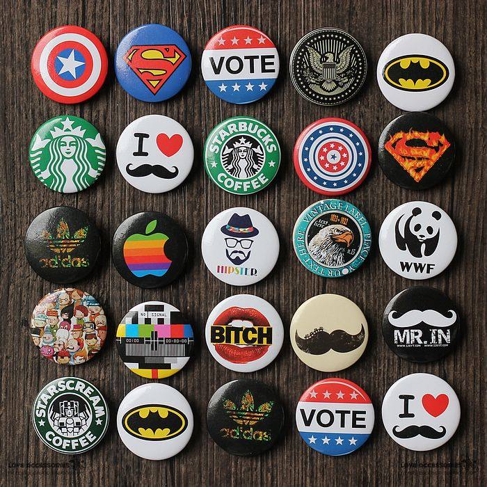 特价1990饰品手链 925银_韩版复古圆形胸章男女胸针流行徽章韩国小