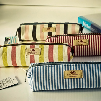 morningglory韩国笔袋收纳文具袋复古帆布时尚铅笔帘学生简约新品