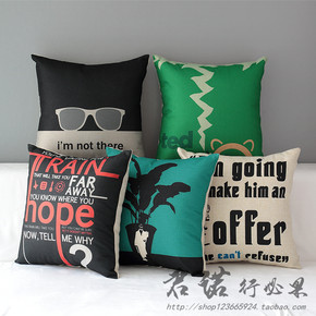 传海报盗梦空间沙发靠垫棉麻抱枕汽车靠背套