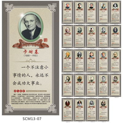 名人名言挂图宣传画海报 著名伟人头像简介 卡耐基 贴画scm13-07