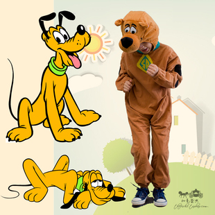 国庆迪士尼布鲁托中大儿童长袖黄狗连身衣幼稚园小学生动物表演服