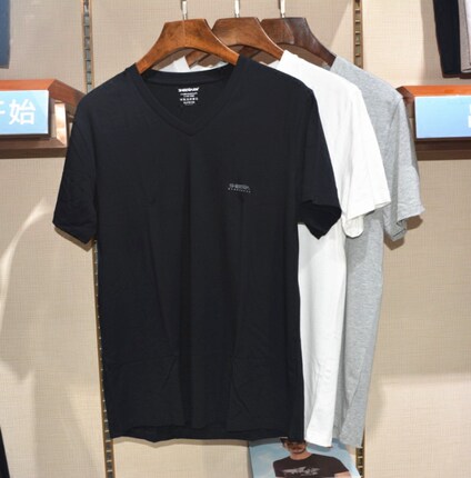 兄华百搭男士v领短袖白色纯棉男t恤夏打底纯色宽松净面半袖61312_7折