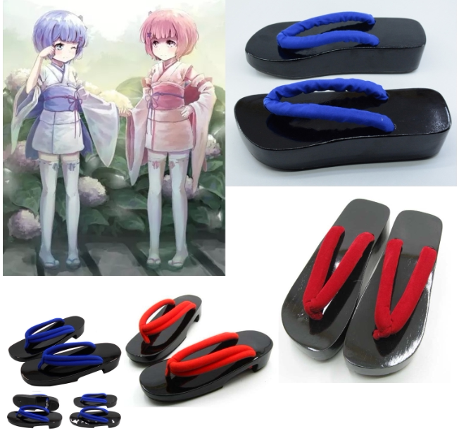 cosplay鞋 er从零开始的异世界生活雷姆拉姆蕾姆幼年和服木屐优惠券