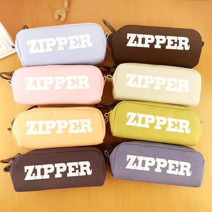 umei 文具zipper笔袋 简约小清新文具大容量帆布拉链铅笔盒收纳袋_7折