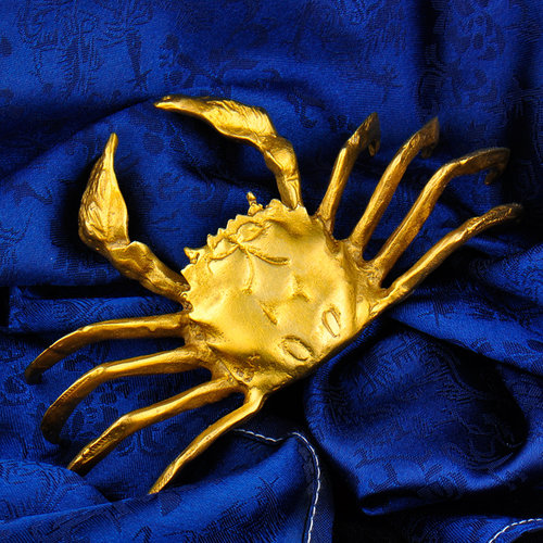 普生缘开光纯铜金钱螃蟹招财摆件横财将军家居家居风水装饰工艺品