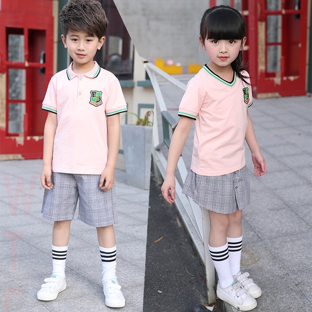 2019夏季学院套头深圳棉混纺布中学生中性套装小学生上衣男校服