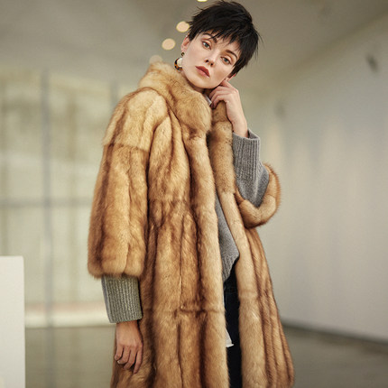 lolo皮草俄罗斯进口奢华大满天星紫貂 秋冬皮草外套女中长款ch180_7折