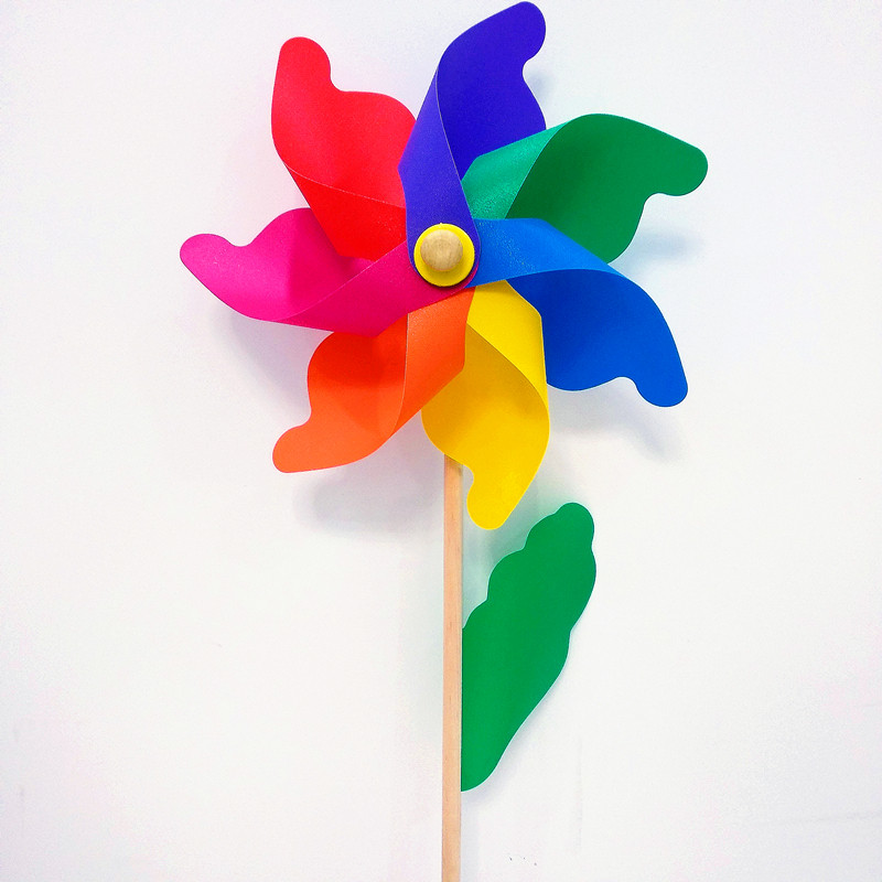 儿童玩具风车木制七彩大风车幼儿园公园活动装饰塑料风车批发