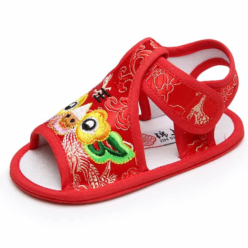 男女宝宝虎头鞋夏季凉鞋手工婴儿老虎鞋子虎头凉鞋百天周岁学步鞋