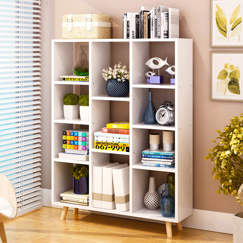白色田园宽52/77/100深20*92cm简约落地收纳置物学生书柜创意书架