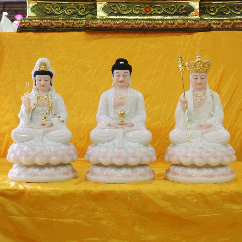 汉白玉佛像 娑婆三圣佛像12寸16寸19寸,释迦牟尼佛观音地藏王菩萨