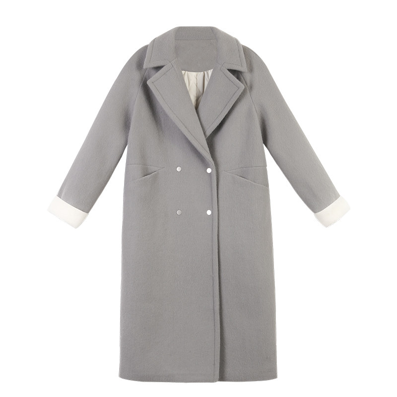 2017新款妮子呢子外套女冬森系韩版韩国雾霾蓝加厚中长款毛呢大衣