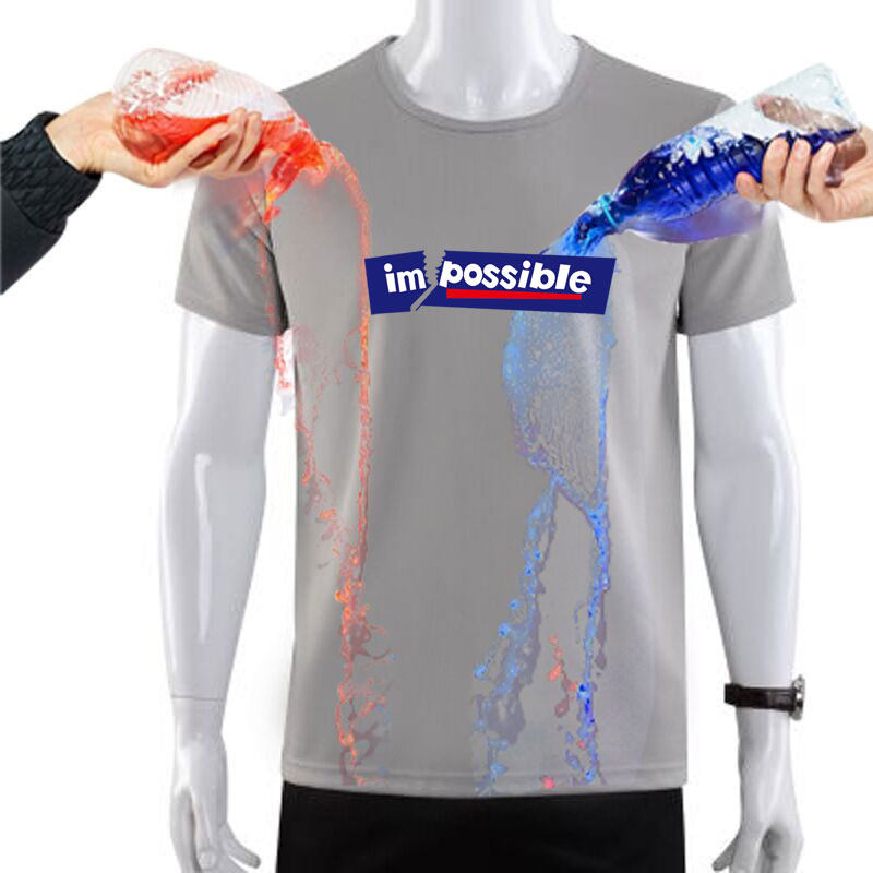 速干t恤 男宽松_防水防污衣服t恤黑科技纳米防水男女士短袖宽松速干