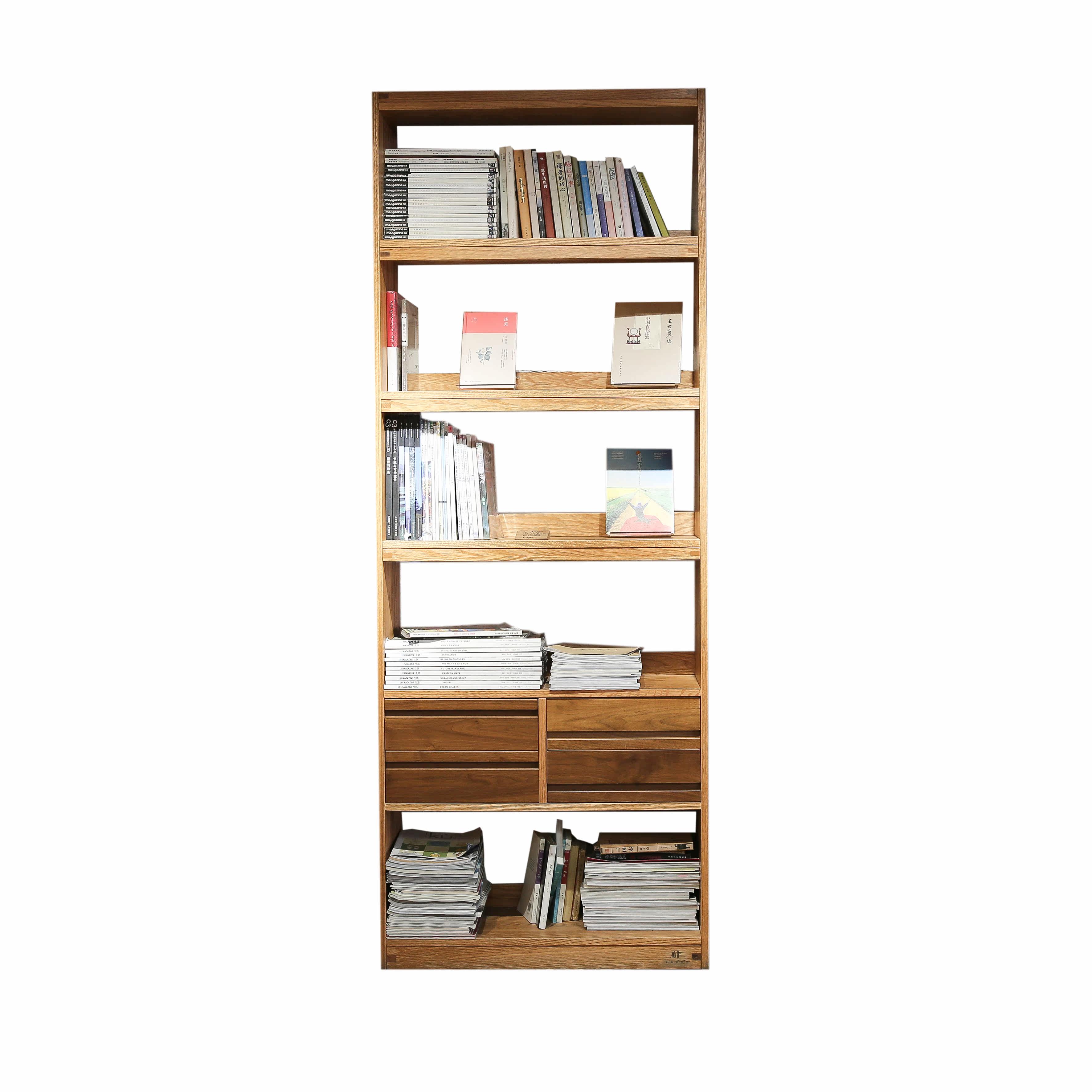 朴作家居系列实木书柜北欧红橡黑胡桃书架书房家用办公多层储物柜