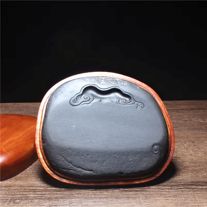 一折石砚_小楷歙砚精品 祥云 老坑眉子坑眉纹子石砚台籽料随形实用