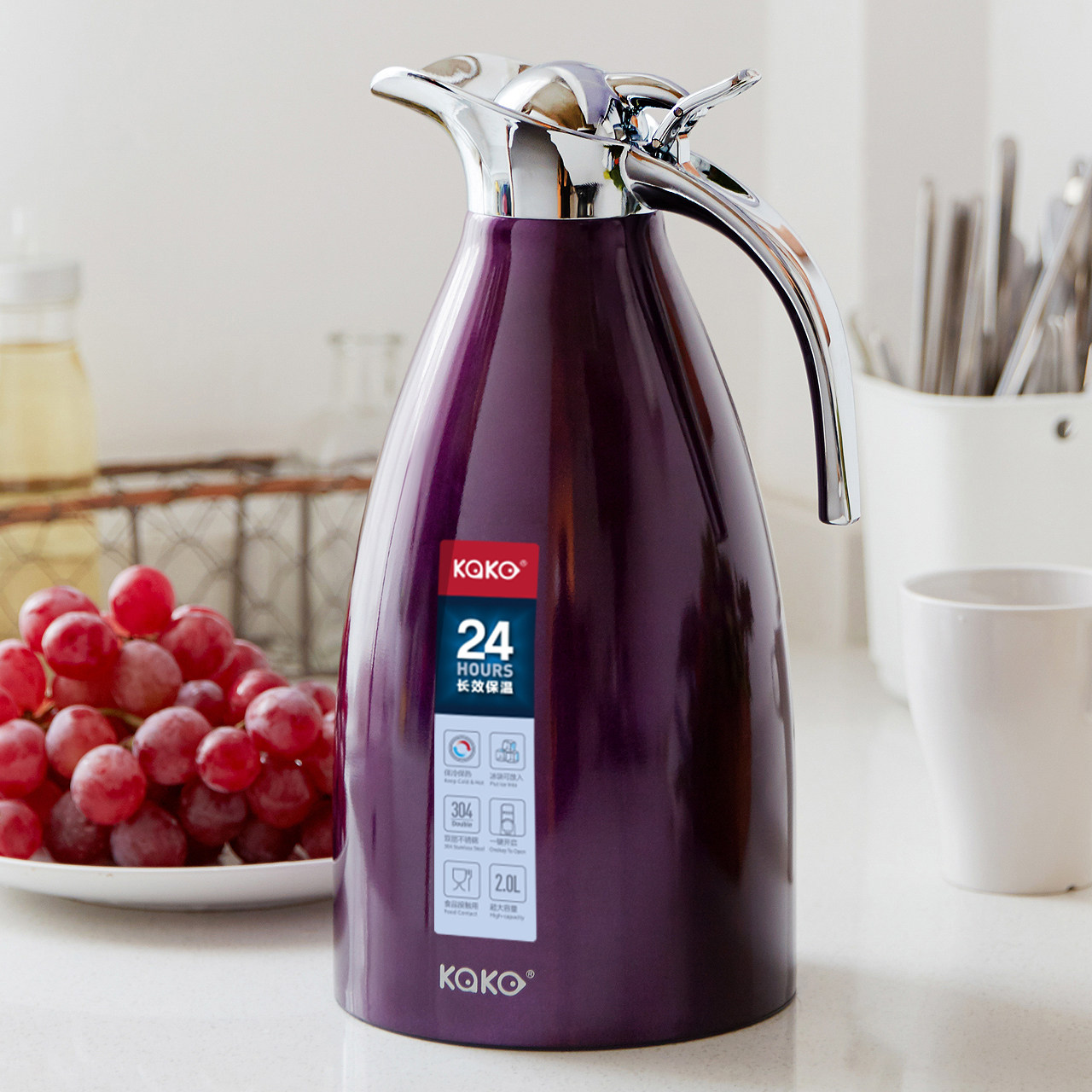 咔咔欧式不锈钢保温壶家用暖壶大容量保温水壶暖瓶热水瓶商用2l