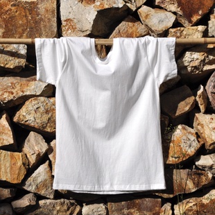 纯棉线缝制白坯t-shirt t恤染后不留白线 植物草木染蓝染专用原料