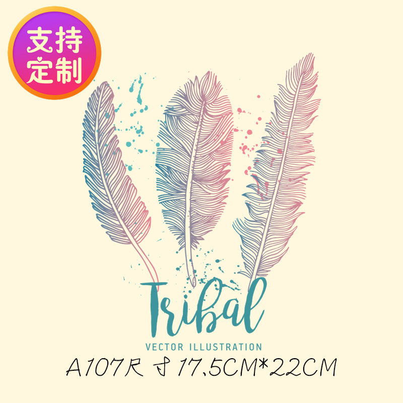 特价七匹狼童装男童羽绒服_个性时尚羽毛图案热转印胶印柯式烫画印花