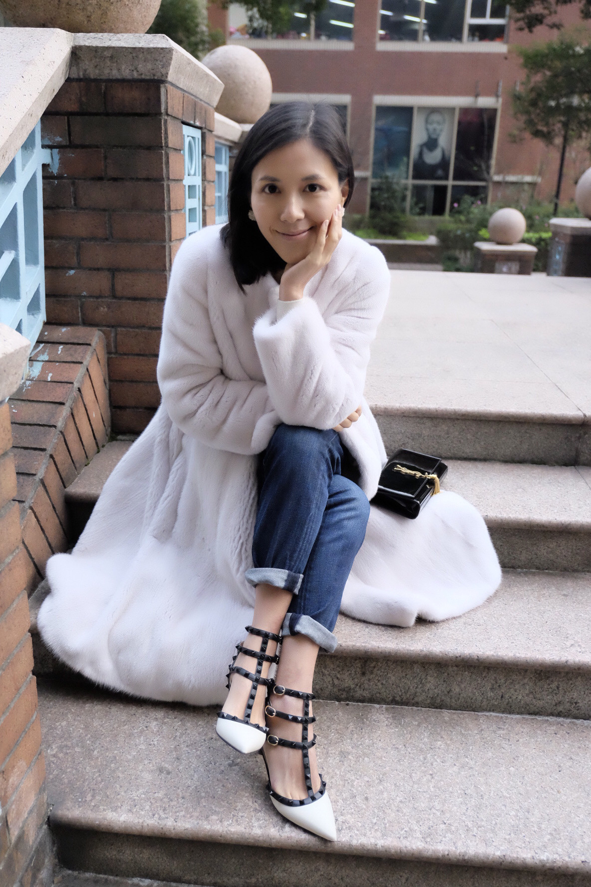 汤汤2004 17秋冬新品浅灰色水貂皮草背心马甲