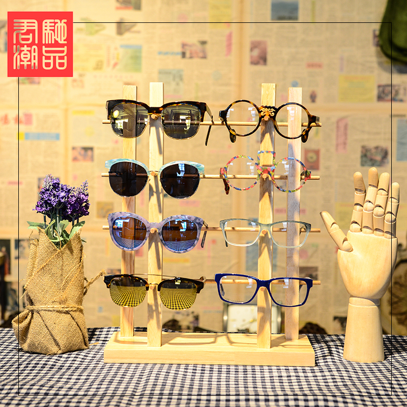 君驰潮品 立式木质时装眼镜店陈列支架橱窗道具高档眼镜展示架