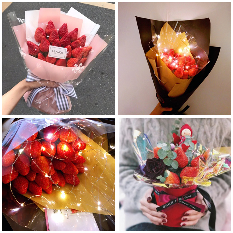 零食水果草莓花束材料包套装自制手工diy鲜花包装纸玫瑰花包花纸 ￥20