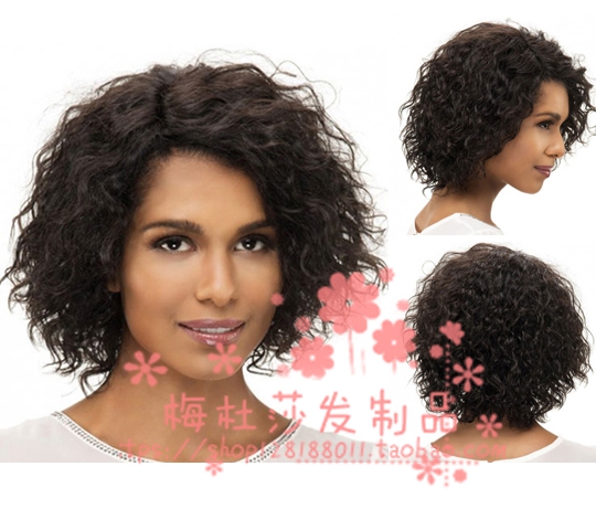 时尚假发女热销新款小卷玉米烫短卷发斜刘海拧辩蓬松短发批发优惠券