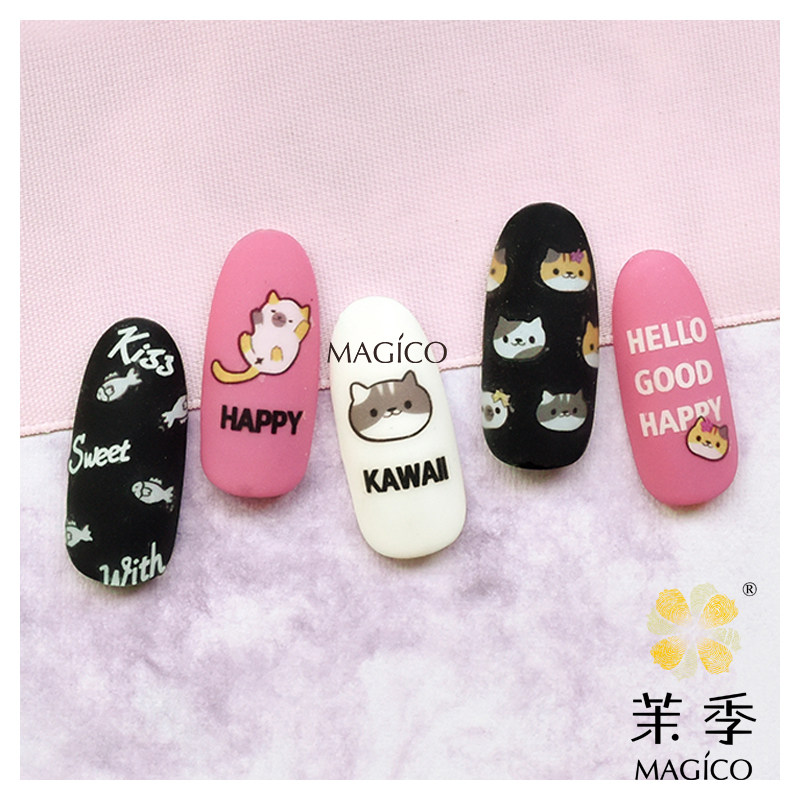 指甲贴美甲贴纸韩国防水_儿童指甲贴猫指甲油胶指甲贴纸韩国无毒防水