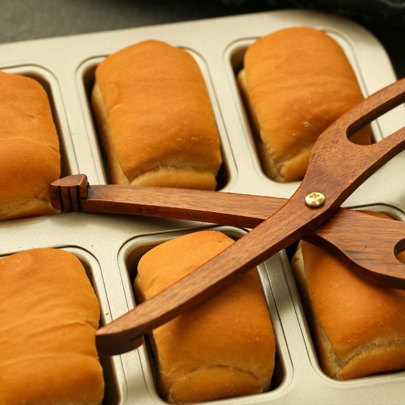 猪猪美家楠木质剪刀型夹子烘焙面包夹子蛋糕夹烧烤夹蔬菜沙拉夹子