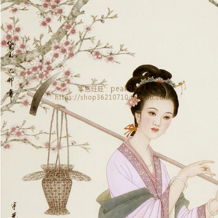 金陵十二钗林黛玉画像挂画 红楼梦美女仕女人物画 装饰画卷轴画