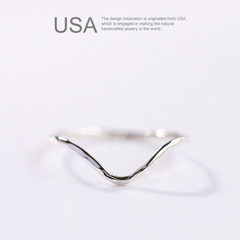 尾戒 女 小指 纯银 925银_925纯银v形切面几何戒指环女 闺蜜小指关节