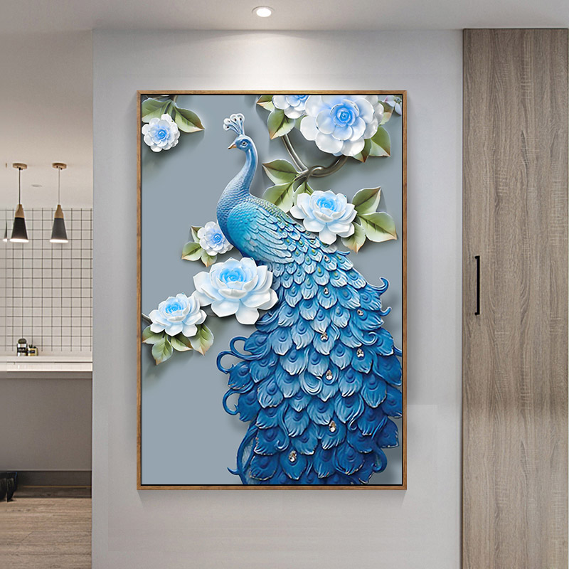 钻石画牡丹孔雀_5d钻石画2019满钻新款富贵孔雀牡丹花客厅点贴钻十字