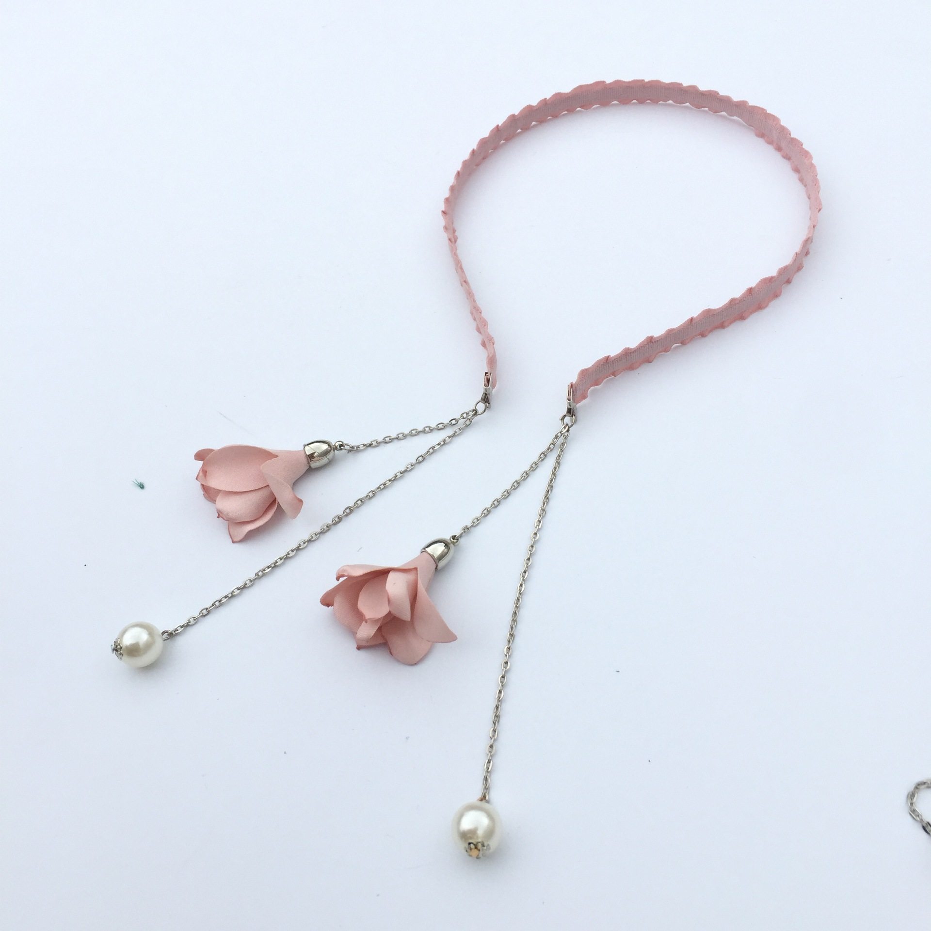 头饰甜美花朵珍珠假耳环细发箍发饰简约流苏耳坠发卡